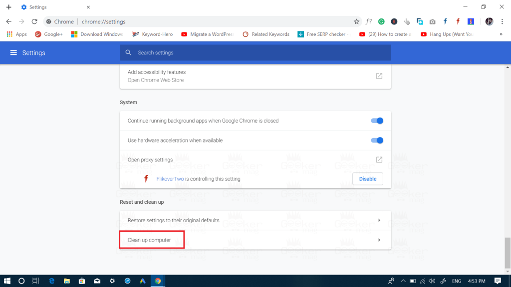 How to Start and Run Cleanup Tool Within Google Chrome - 53