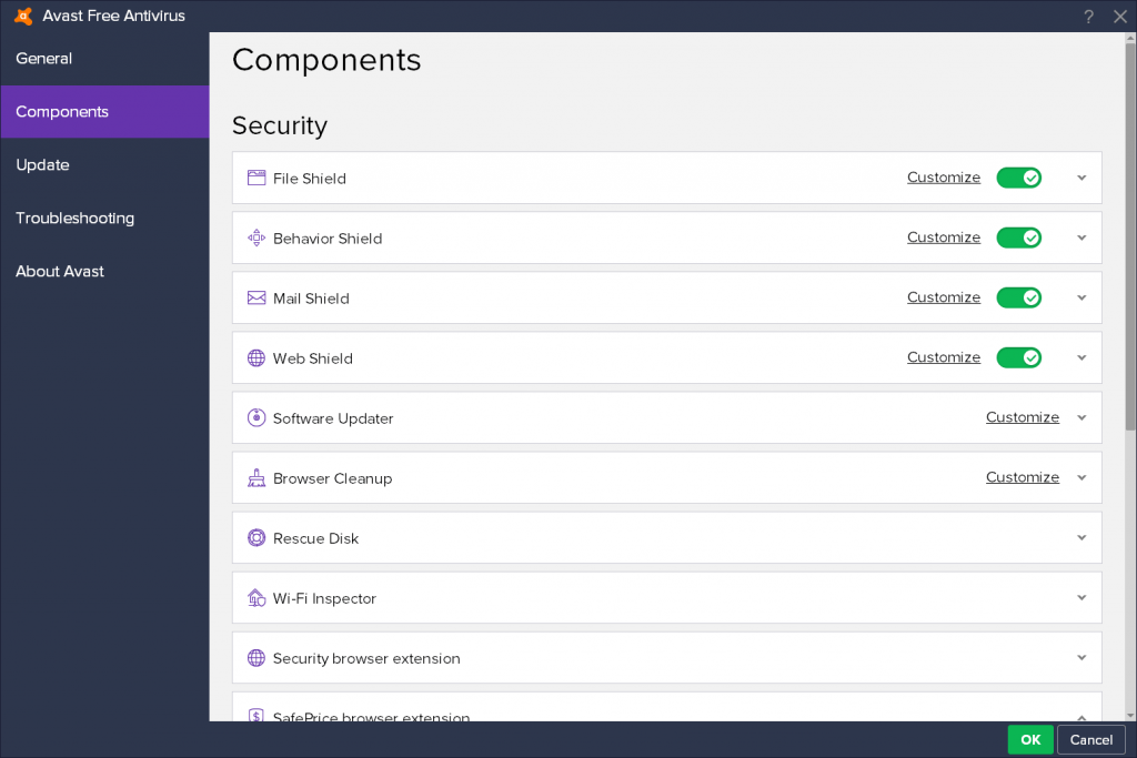 avast components