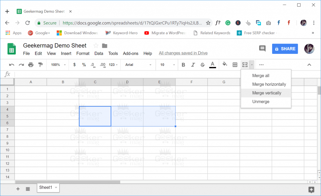 merge cell vertically in google docs