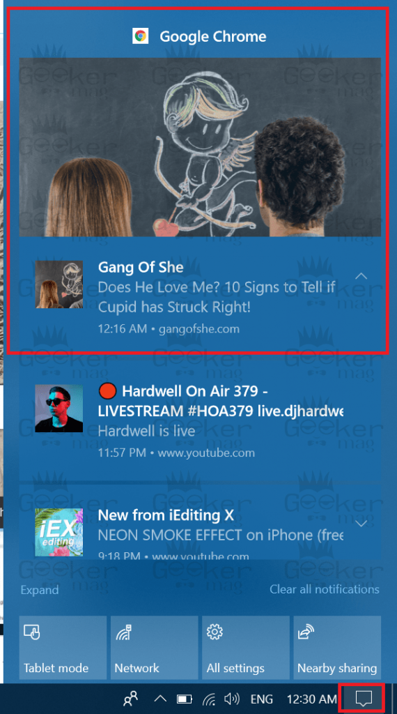notifications in windows 10 action center