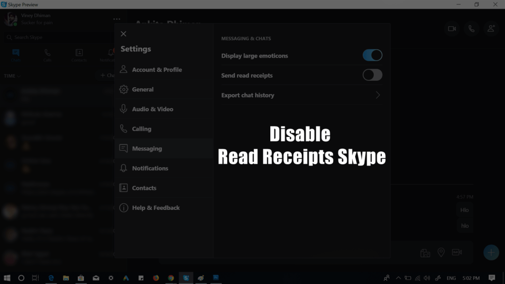 How You can Enable or Disable Skype Read Receipt Feature - 12