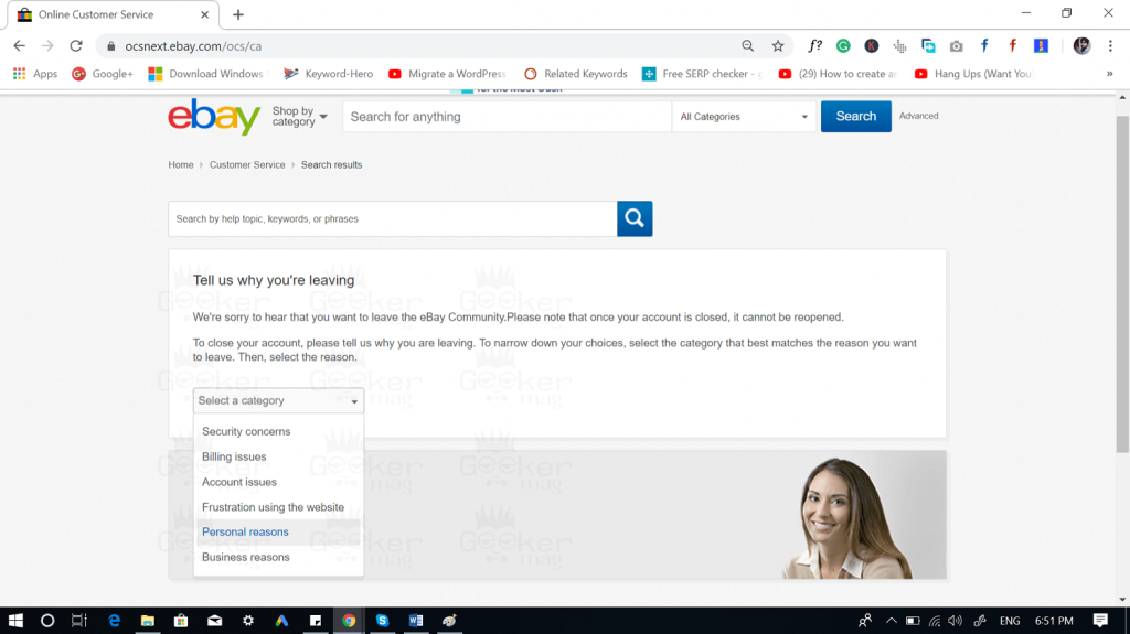 select a category - how to close ebay account