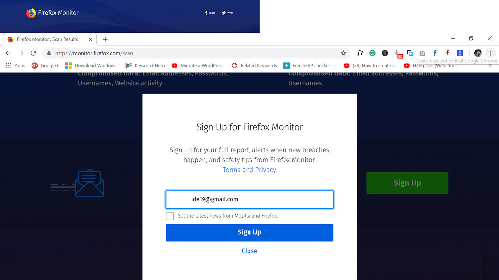 sign up for firefox monitor