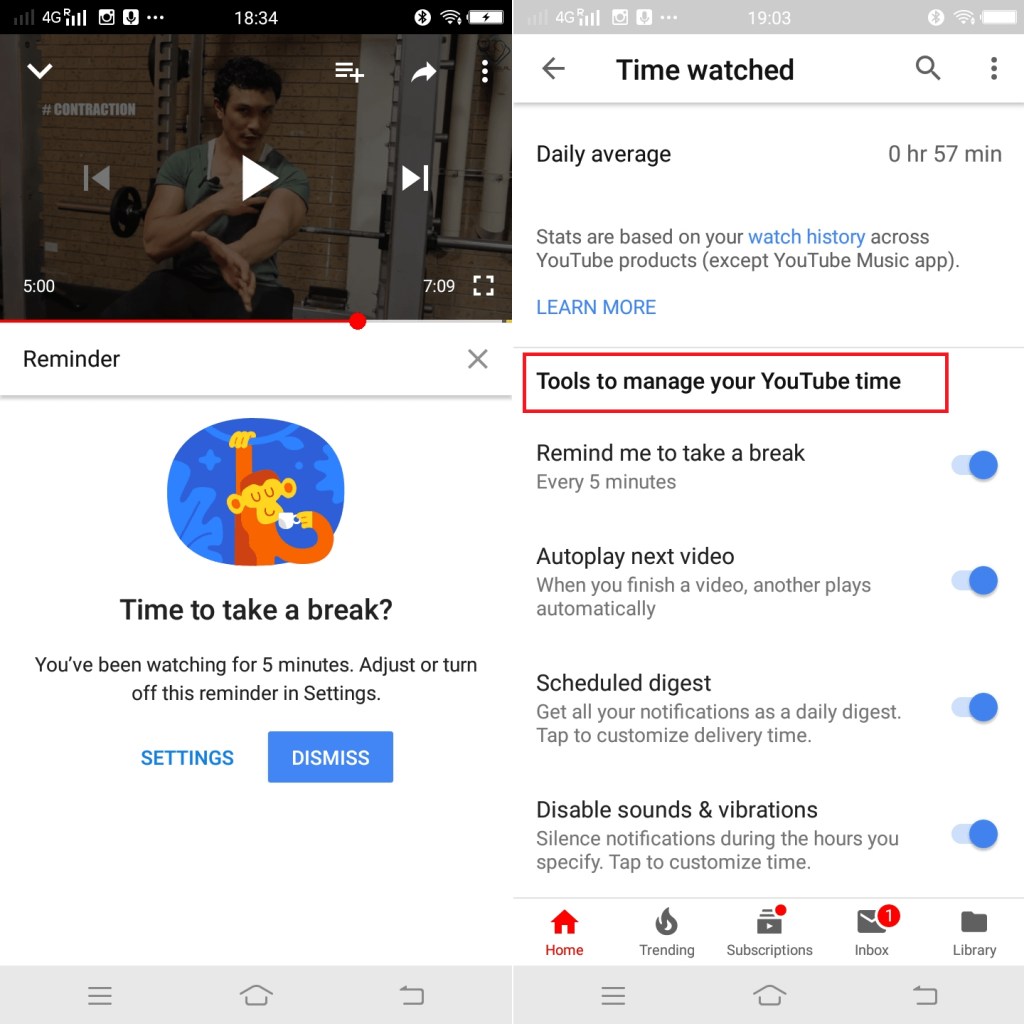time watched tools in youtube app for android and ios