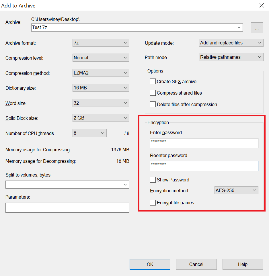 password protect files windows 10