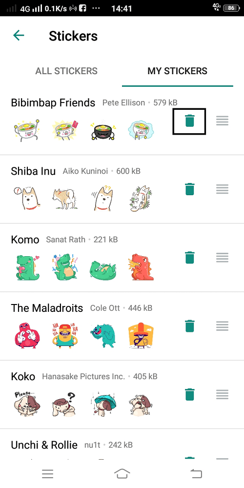 how to delete whatsapp stickers