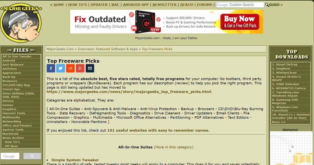 majorgeeks - free software download site for windows