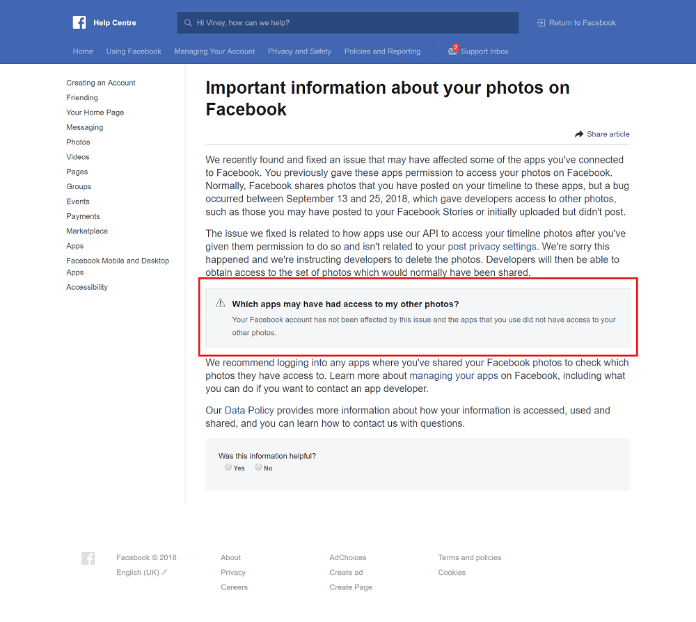 facebook private picture bug - facebook help center