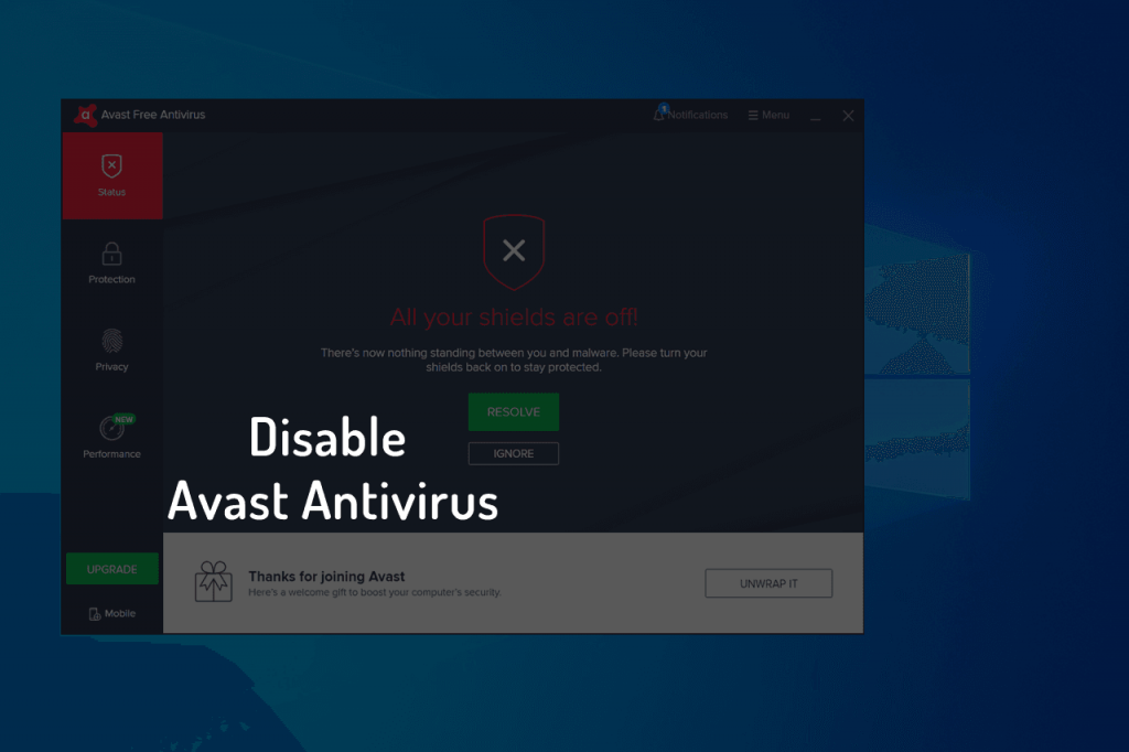 how to shut down avast free antivirus