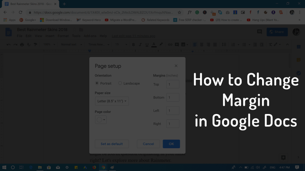 how to change margins in google docs 2019