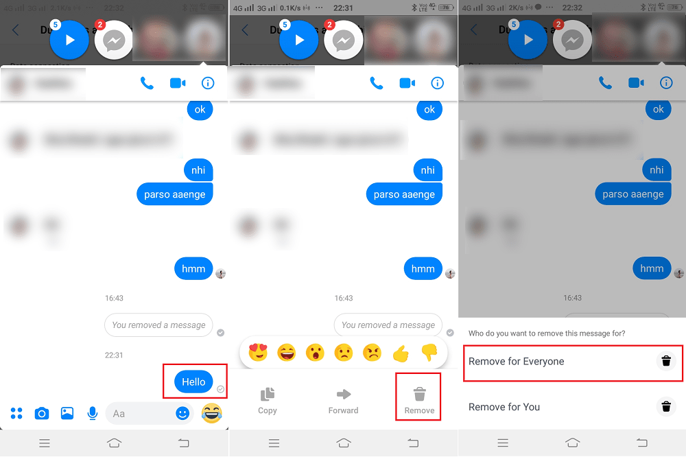 How to delete a sent message in Facebook Messenger