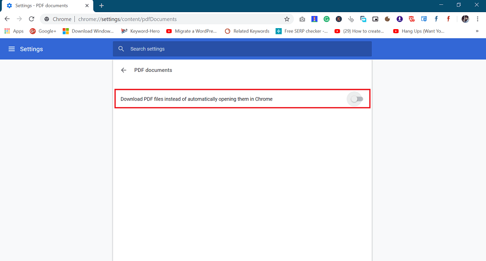 Download PDF files instead of automatically opening them in Chrome