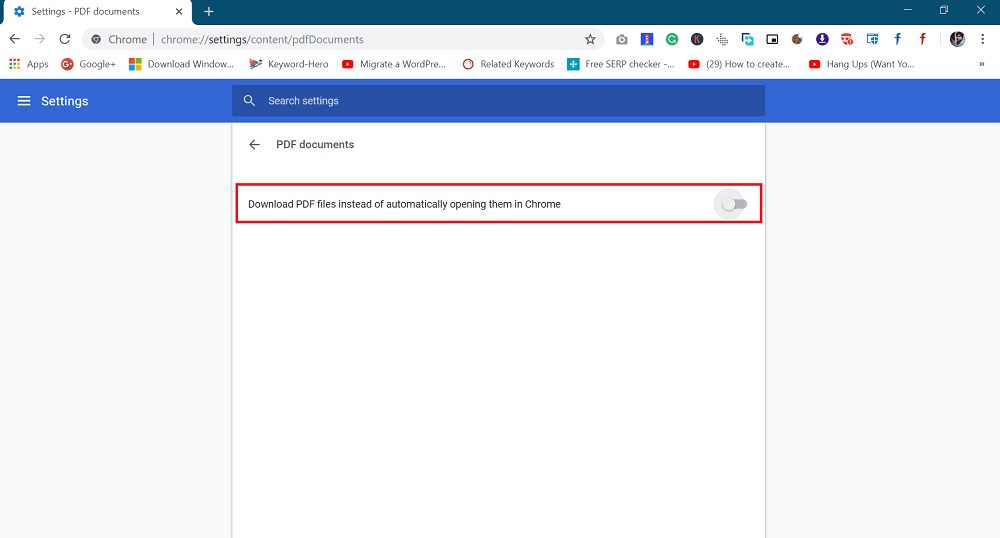 open pdf in chrome instead of downloading