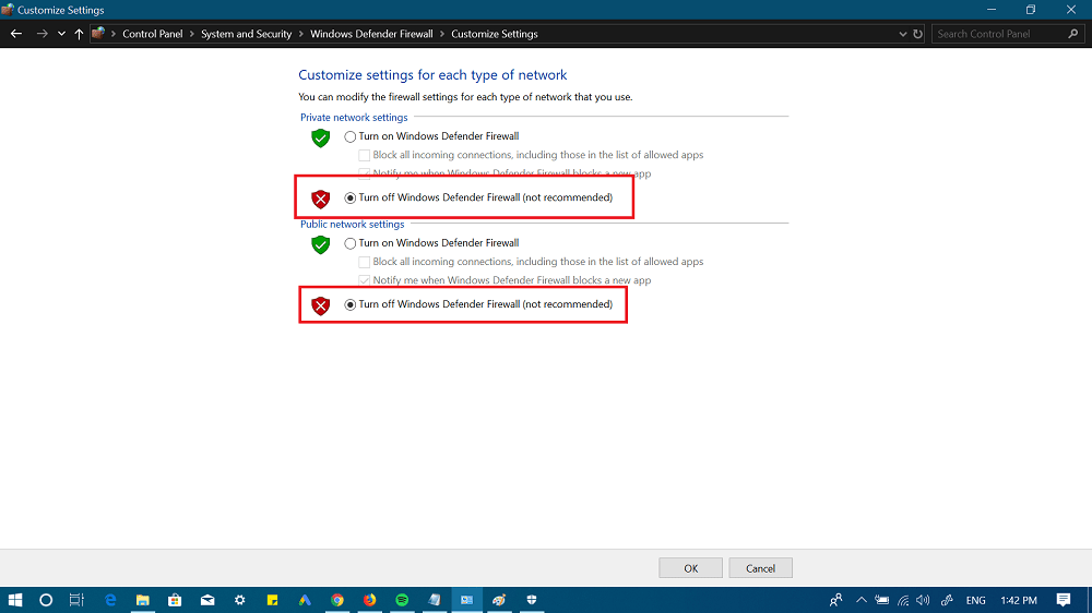 customize windows defender firewall in windows 10