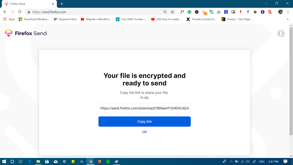 encrypted file is ready