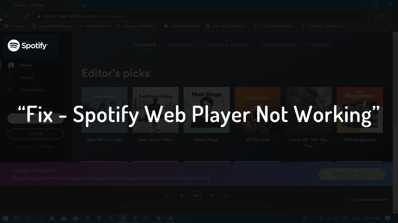 why is spotify web player not working