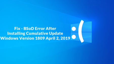 bsod cummulative update Windows 10 version 1809