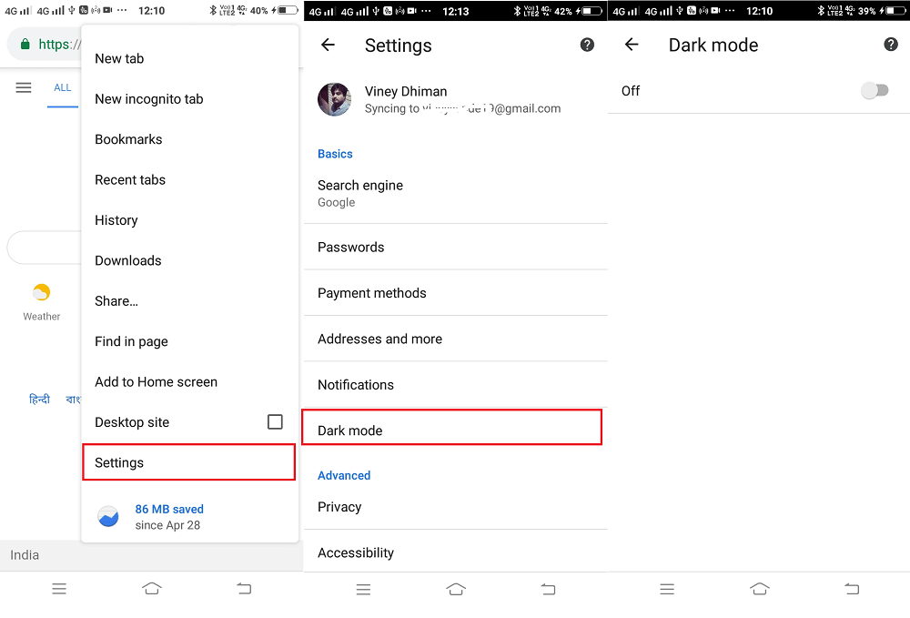 Turn On   Enable Dark Mode in Chrome on Android  Chrome v74  - 45