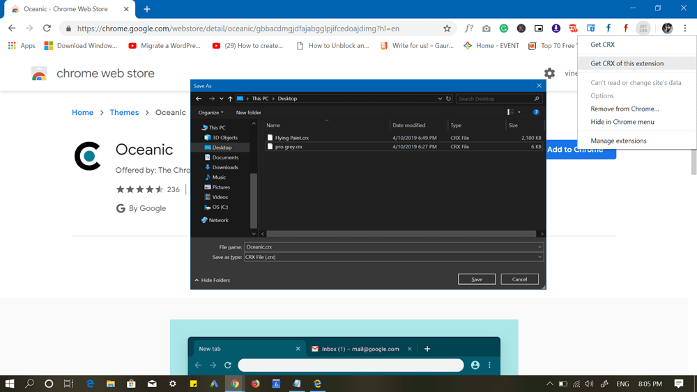 how to save chrome crx file