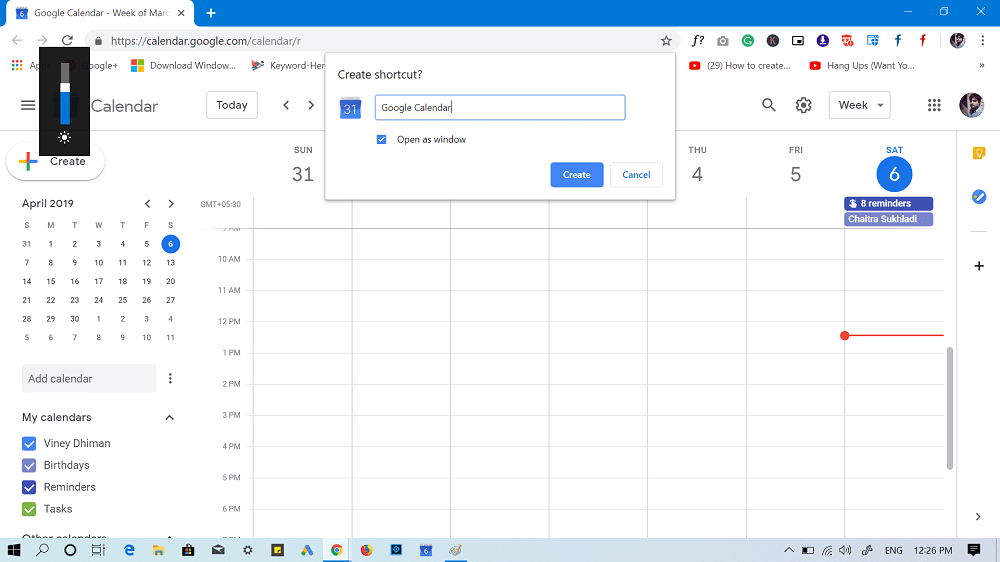 How to Add Google Calendar to Windows 10 Taskbar - 8