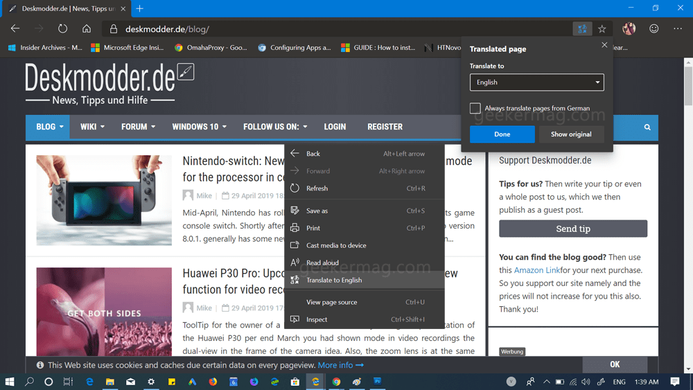 Microsoft Edge Translator 9412