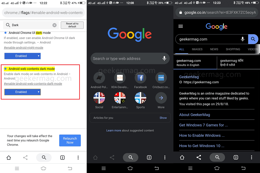 Turn On   Enable Dark Mode in Chrome on Android  Chrome v74  - 77