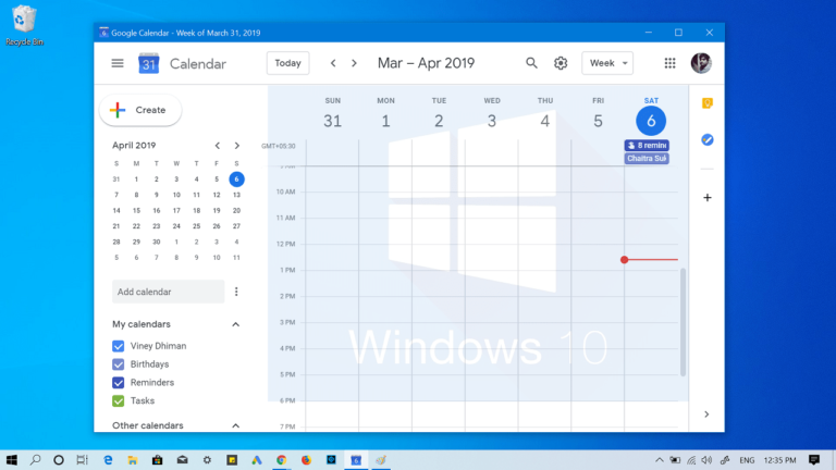google calendar windows 10 desktop app