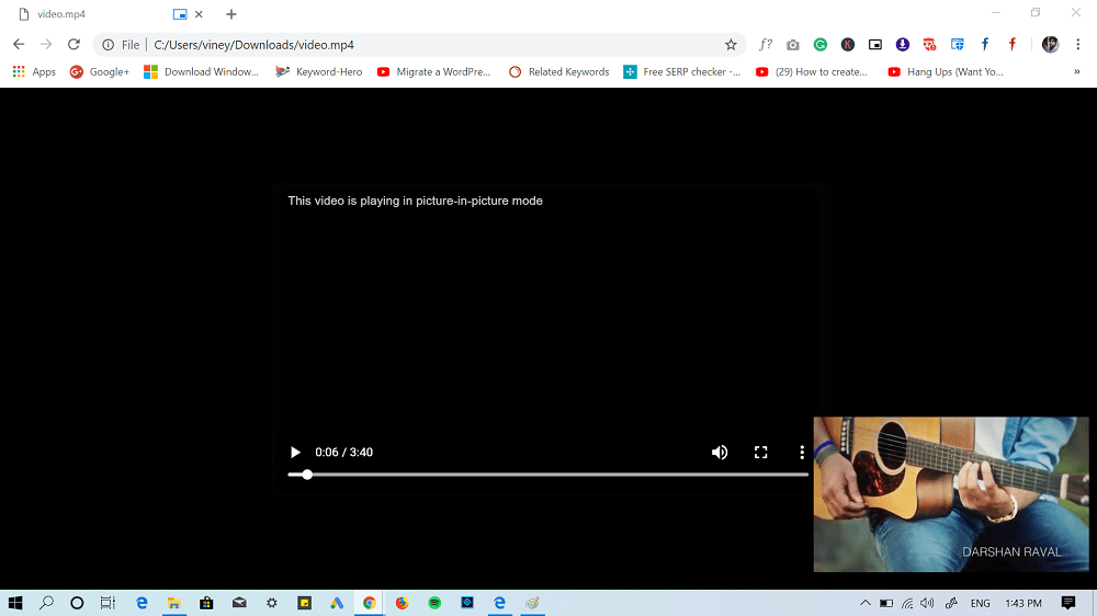 play local video file in chrome pip mode