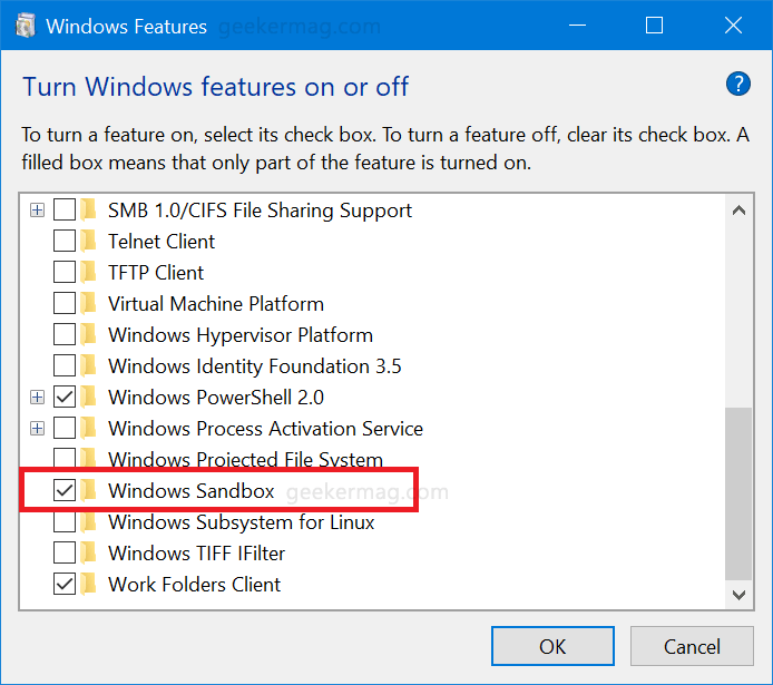 windows feature turn on or off