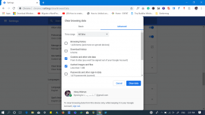 chrome v74 not clearing browsing data