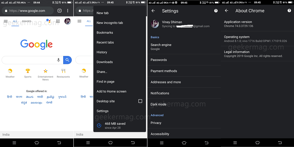 Turn On   Enable Dark Mode in Chrome on Android  Chrome v74  - 23