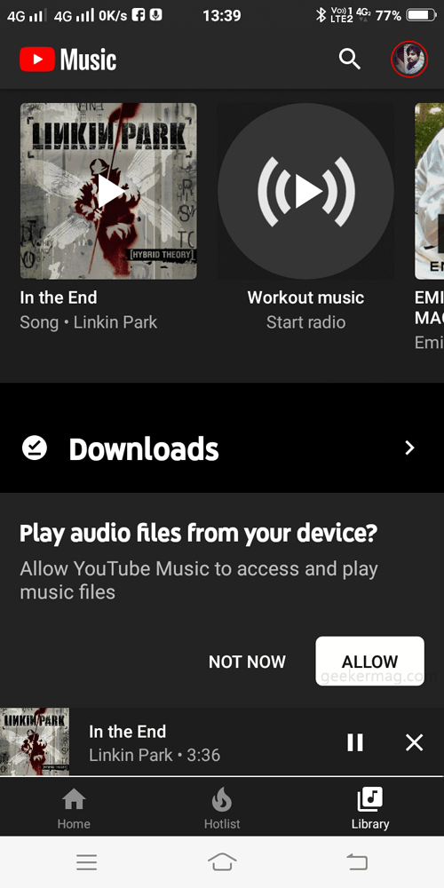 play audio files from your device