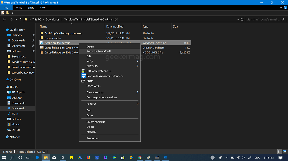 install windows terminal package using windows powershell