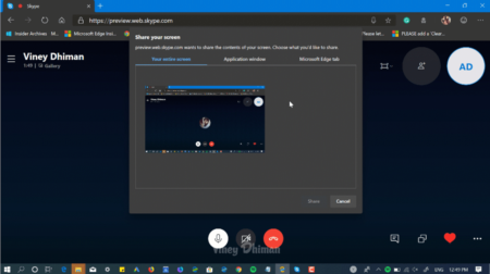 how to use skype for web share screen feature