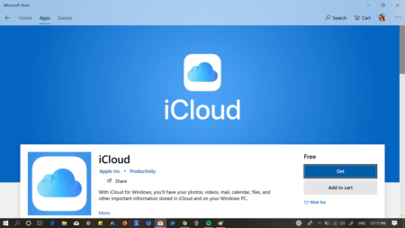 download icloud app for windows 10 desktop from Microsoft store