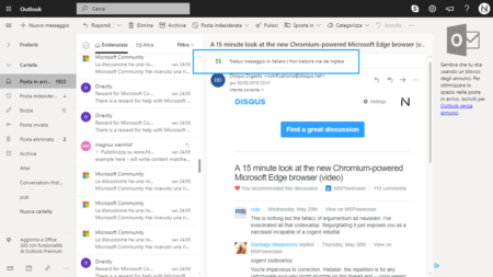 how to use inbuilt translator in outlook.com