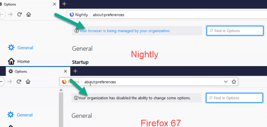 Firefox Message  Your browser is being managed by your organization  - 44