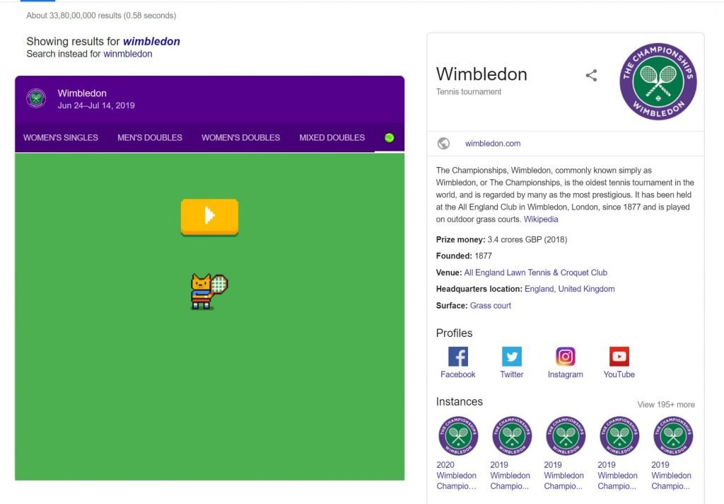 Now You can Play Tennis by searching Wimbledon in Google Search - 86