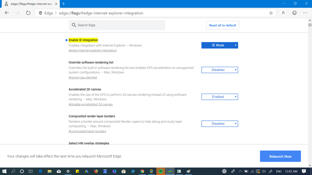 enable internet explorer integration in edge browser