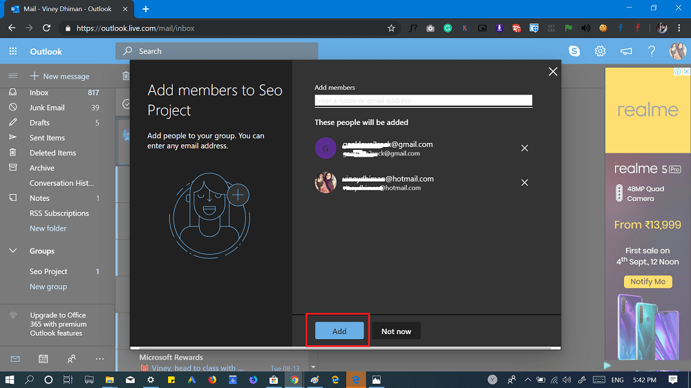 add members to outlook group