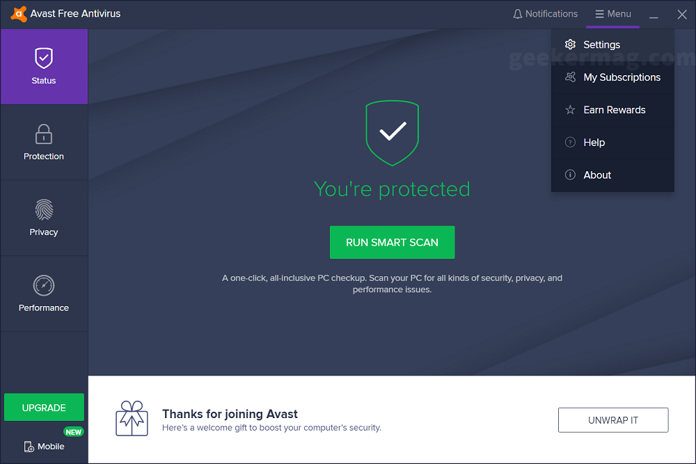 avast free antivirus settings