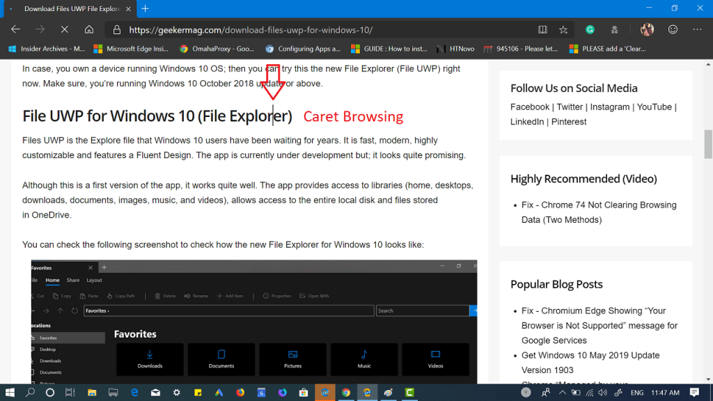 Enable Caret Browsing in Microsoft Edge Chromium