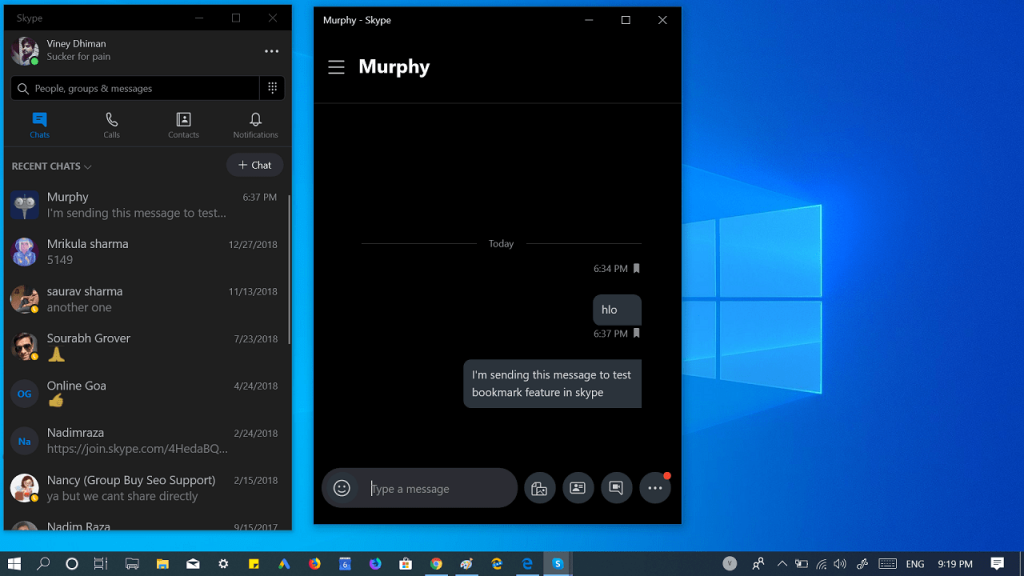 Skype split screen mode