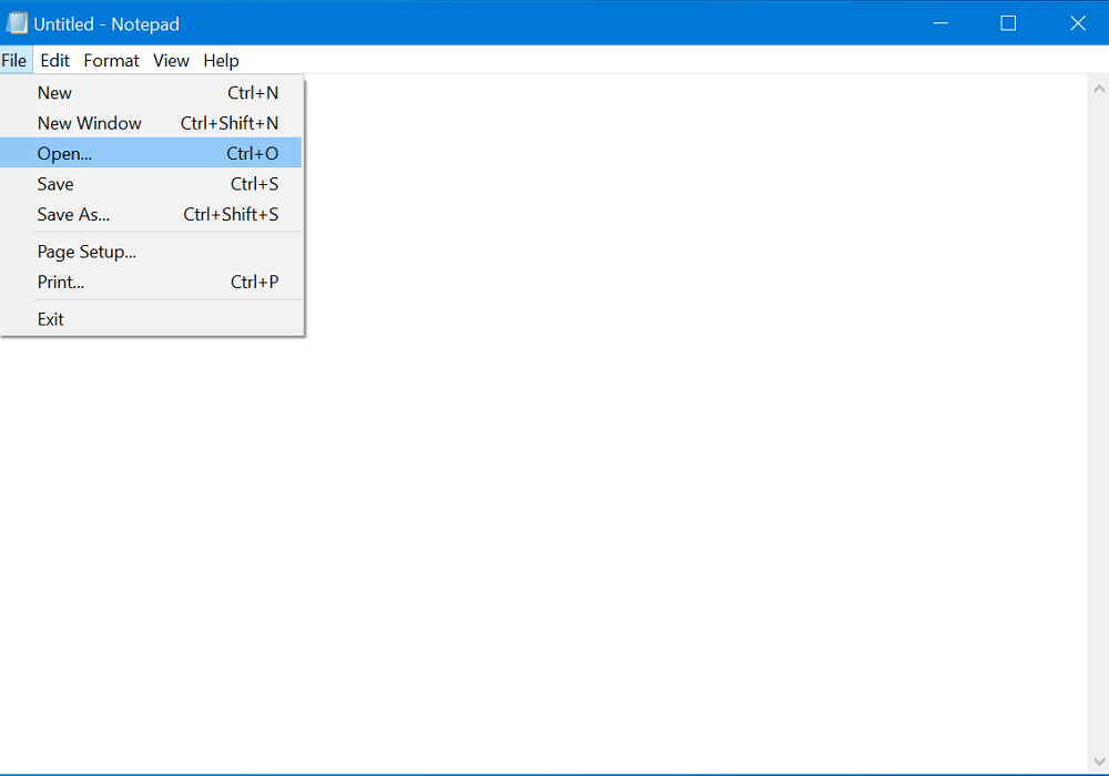 open file in notepad
