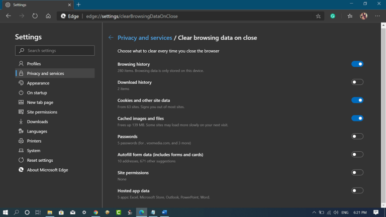 How to Clear Browsing Data (Cache, Cookies..) in Edge Chromium