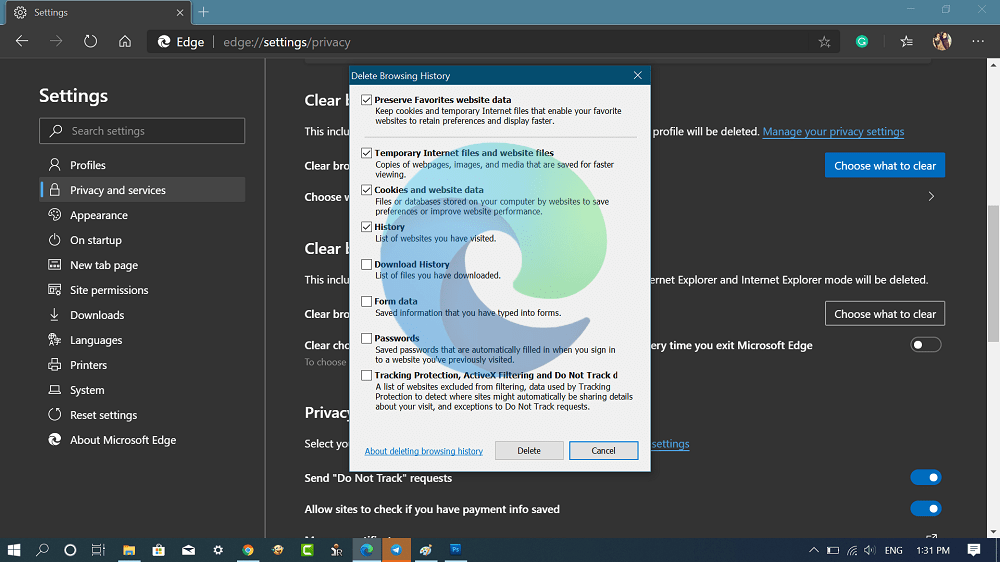 Clear Browsing Data for Internet Explorer mode in Edge Chromium - 75