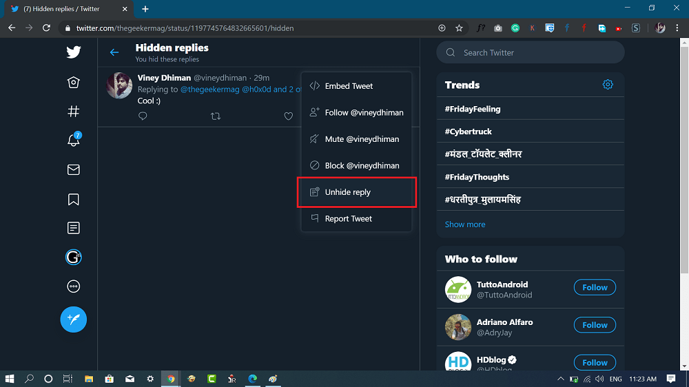 How to Hide or Unhide Replies to you Tweets on Twitter - 83