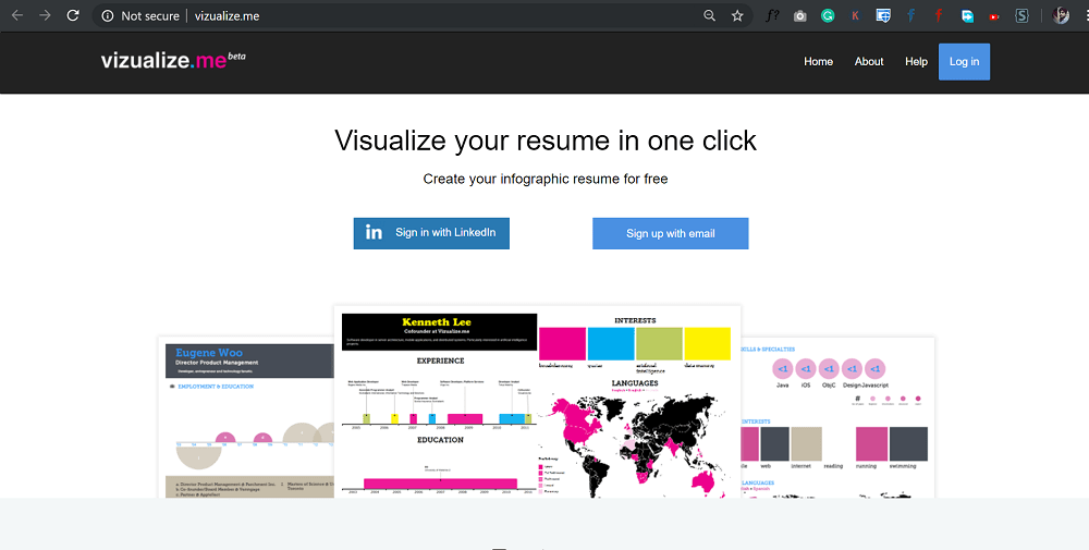 visualize.me - create your infographic resume for free