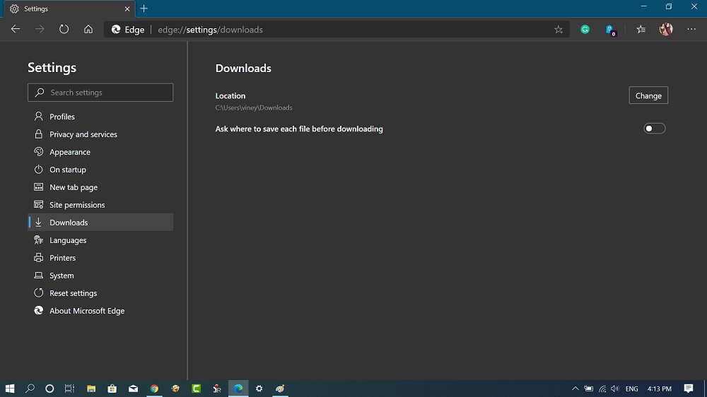 Change Default Download Folder Location in Microsoft Edge Chromium - 17