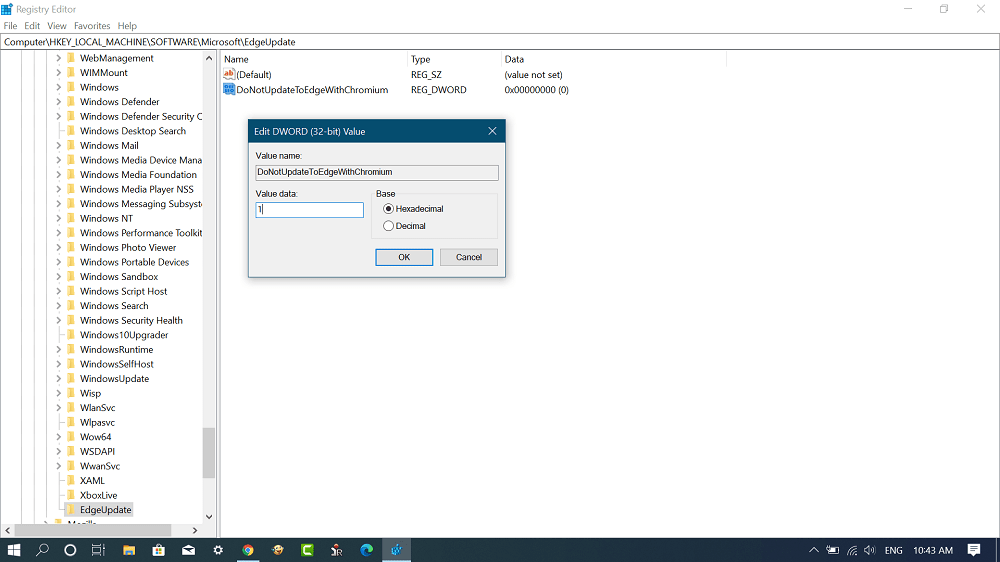 Edge Update value data DoNotUpdateToEdgeWithChromium